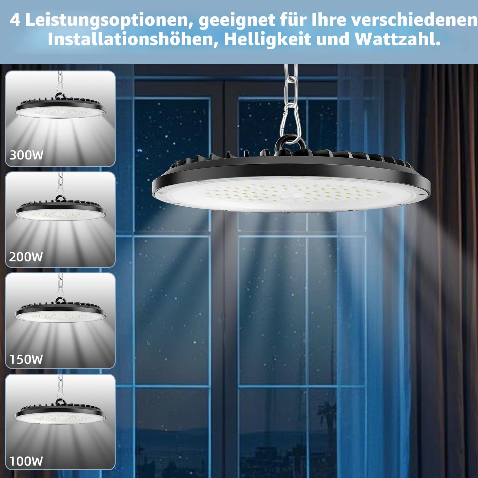 UFO LED hallenstrahler,LED Werkstattlampe,IP65 Wasserdichte Industrielampe für Fabriken, Lagerhäuser,Garagen (4 Pack, 150W)