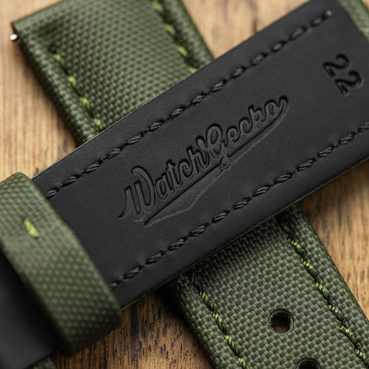 WatchGecko Atlas Sailcloth - Cinturino impermeabile per orologio, barre a molla a sgancio rapido, fibbia in acciaio inox spazzolato, dimensioni 18 mm, 19 mm, 20 mm, 21 mm, 22 mm, 5 colori disponibili