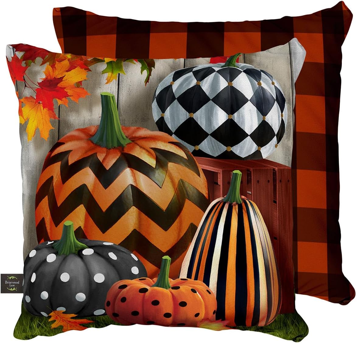 Briarwood Lane Black & White Pumpkins Fall Decorative Pillow