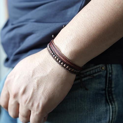 Miniatura 318 de Handmade Natural Stone Beaded Healing Bracelet Gift for Men Adjustable Rope String Bracelet