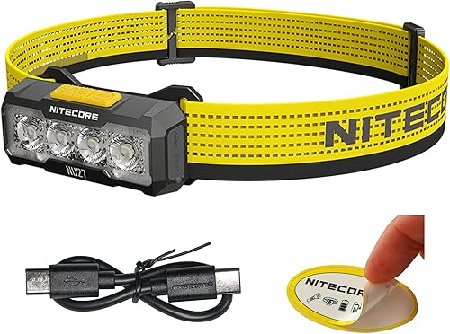 Nitecore NU27 - Linterna frontal de campamento para correr de 600 lúmenes, USB-C recargable con luces blancas cálidas, neutras y frías, luz roja,