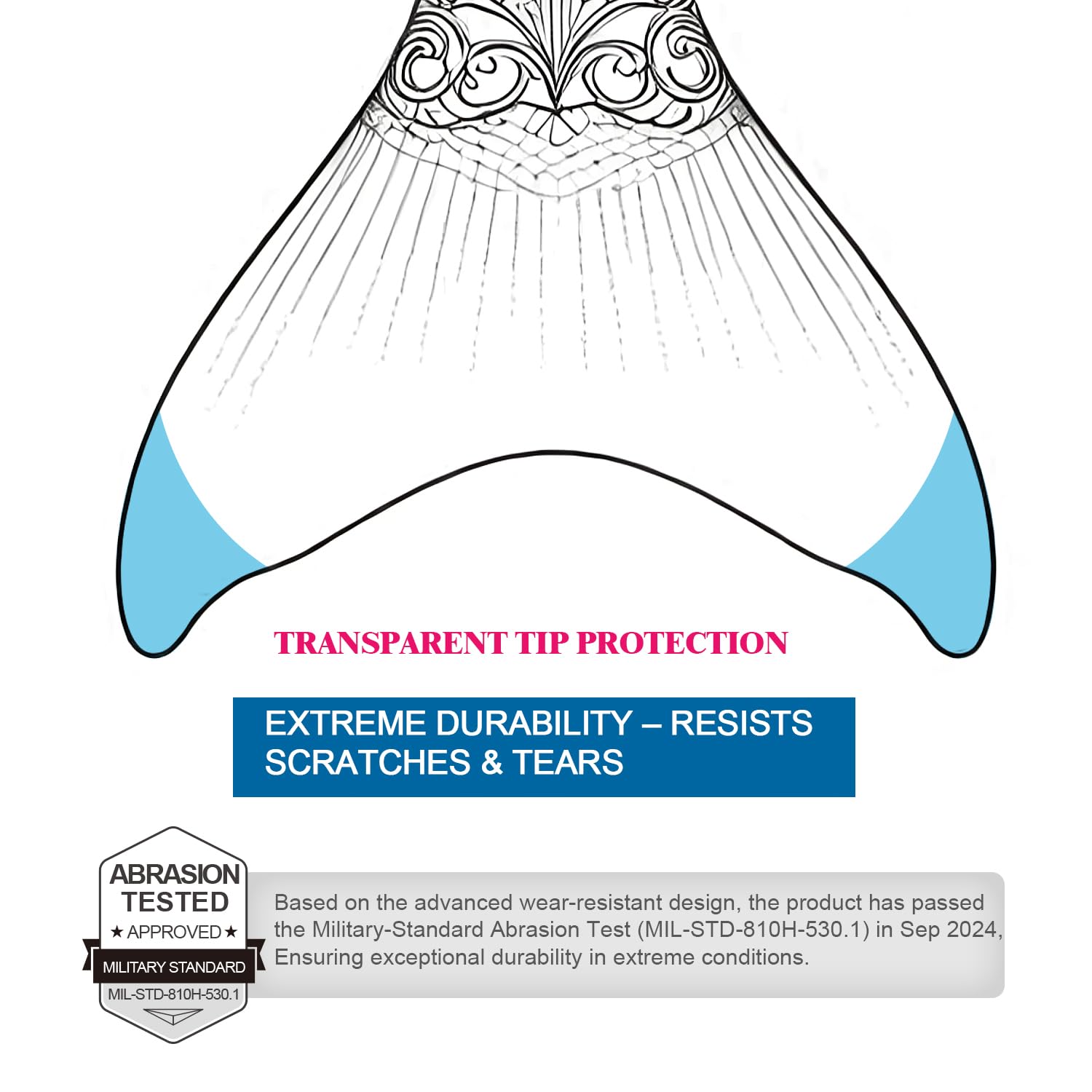 BAWADE Mermaid Costume Tip Protection Sleeve Seamless One-Piece Lasts 20x Longer