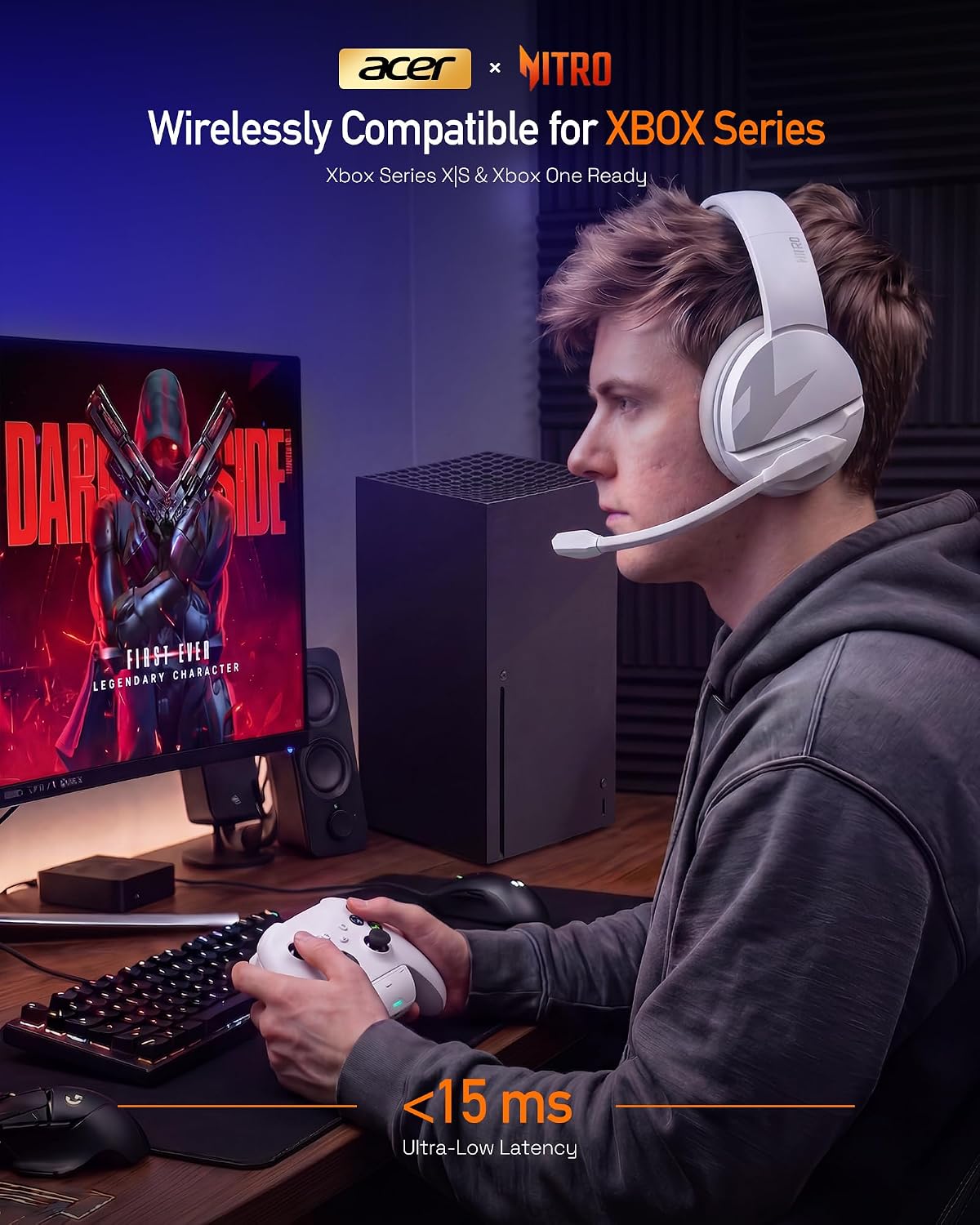 Acer 2.4Ghz Wireless Gaming Headset for Xbox Series X|S & Xbox One,Stable & 15ms Ultra-Low Latency,100Hr Battry, Bluetooth Gaming Headphones with Noise Canceling Mic for PS5,PC,Laptop, Mobile White 3 71P42GbLbaL. AC SL1500