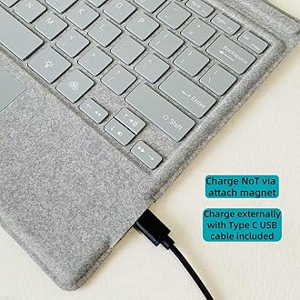 Type Cover for Microsoft Surface Pro 7 Plus/Pro 7, 12.3 inch, Ultra-Slim Wireless Tablet Keyboard with Multi Touchpad Bluetooth (Gray with Backlit)