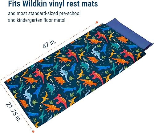 Vista 64 de Wildkin Funda de algodón para siesta para niños, suave, solapa cosida, duradera y se adapta a alfombrillas de vinilo de 1.5 pulgadas, transporte
