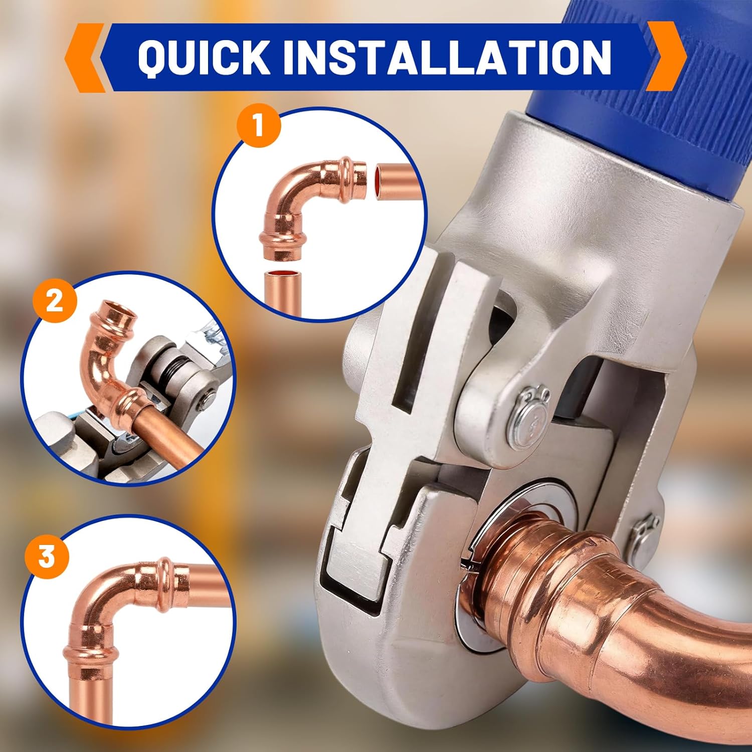 Copper Press Fittings, 3/4" x 3/4" 90-Degree Elbow 10 Pack – No Soldering Required for Fast Installation, Compatible with ProPress Tools for Plumbing & Heating Systems, NSF 61 & cUPC Certified