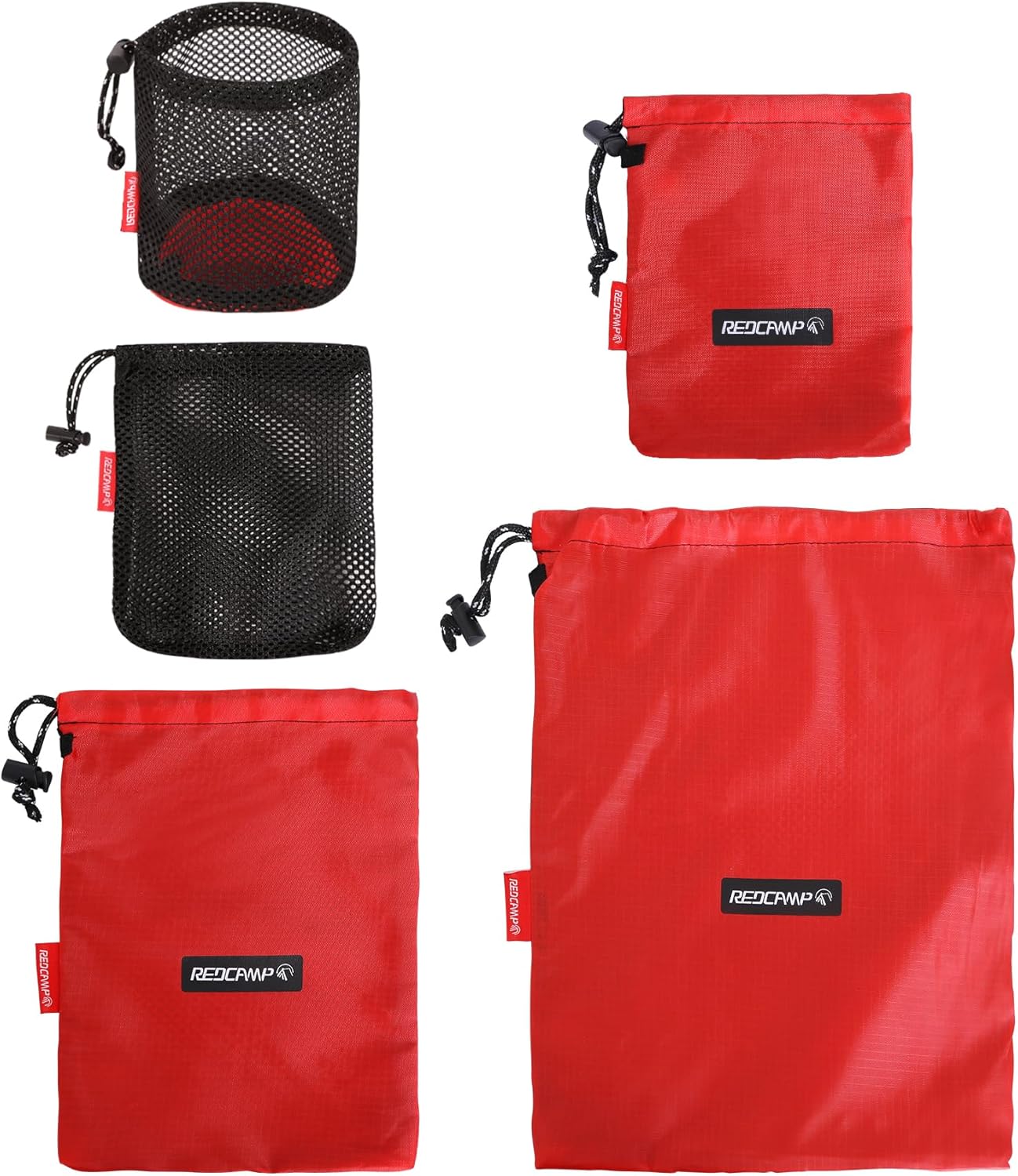 REDCAMP 5-Pack Ultralight Mesh Drawstring Bags for Camping & Travel