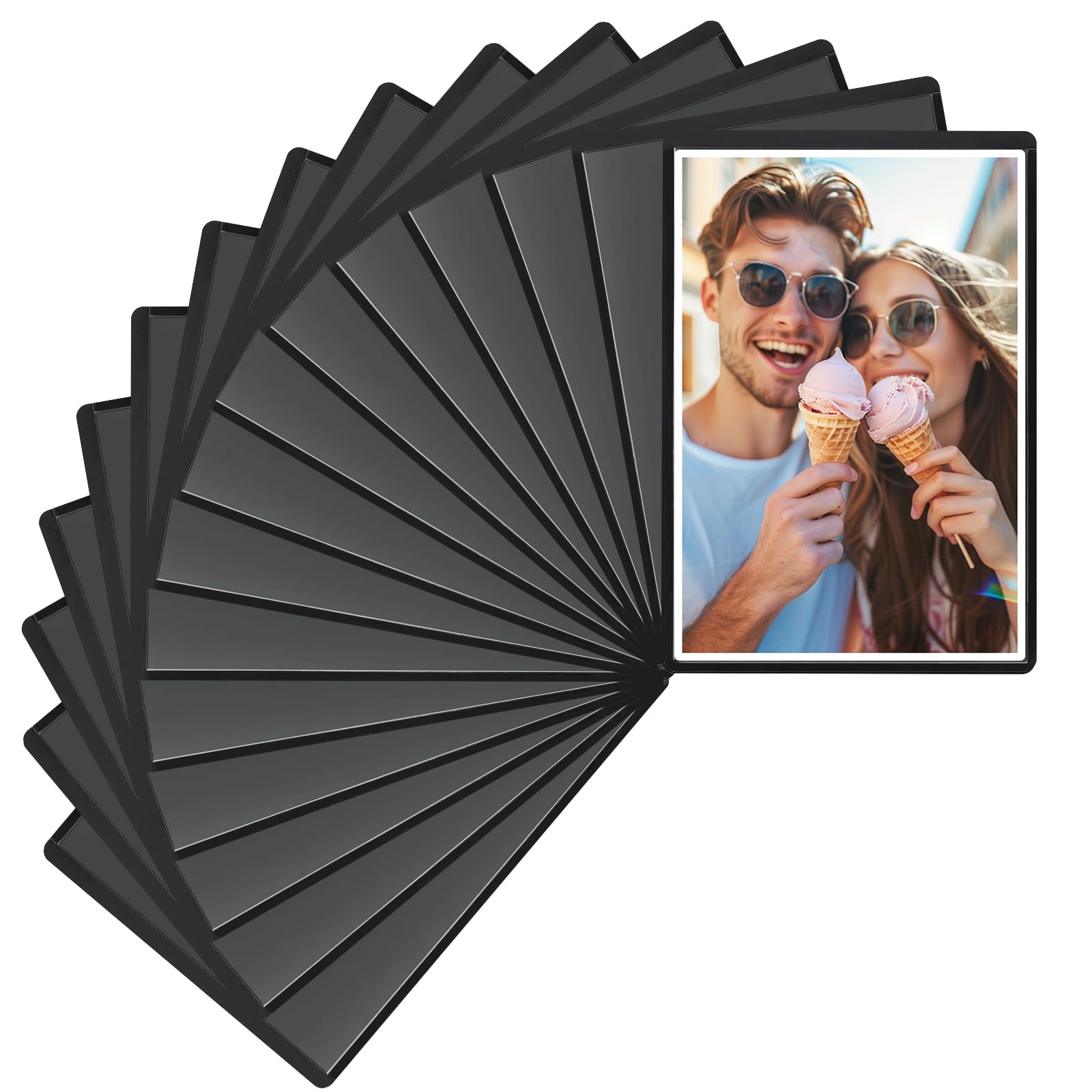 15Pcs Magnetic Photo Frames 6x4, Magnetic Picture Frame Set for Fridge White Board Metal, Waterproof & Dustproof, Reusable Photo Fridge Magnets, DIY Magnetic Frame for Home Office