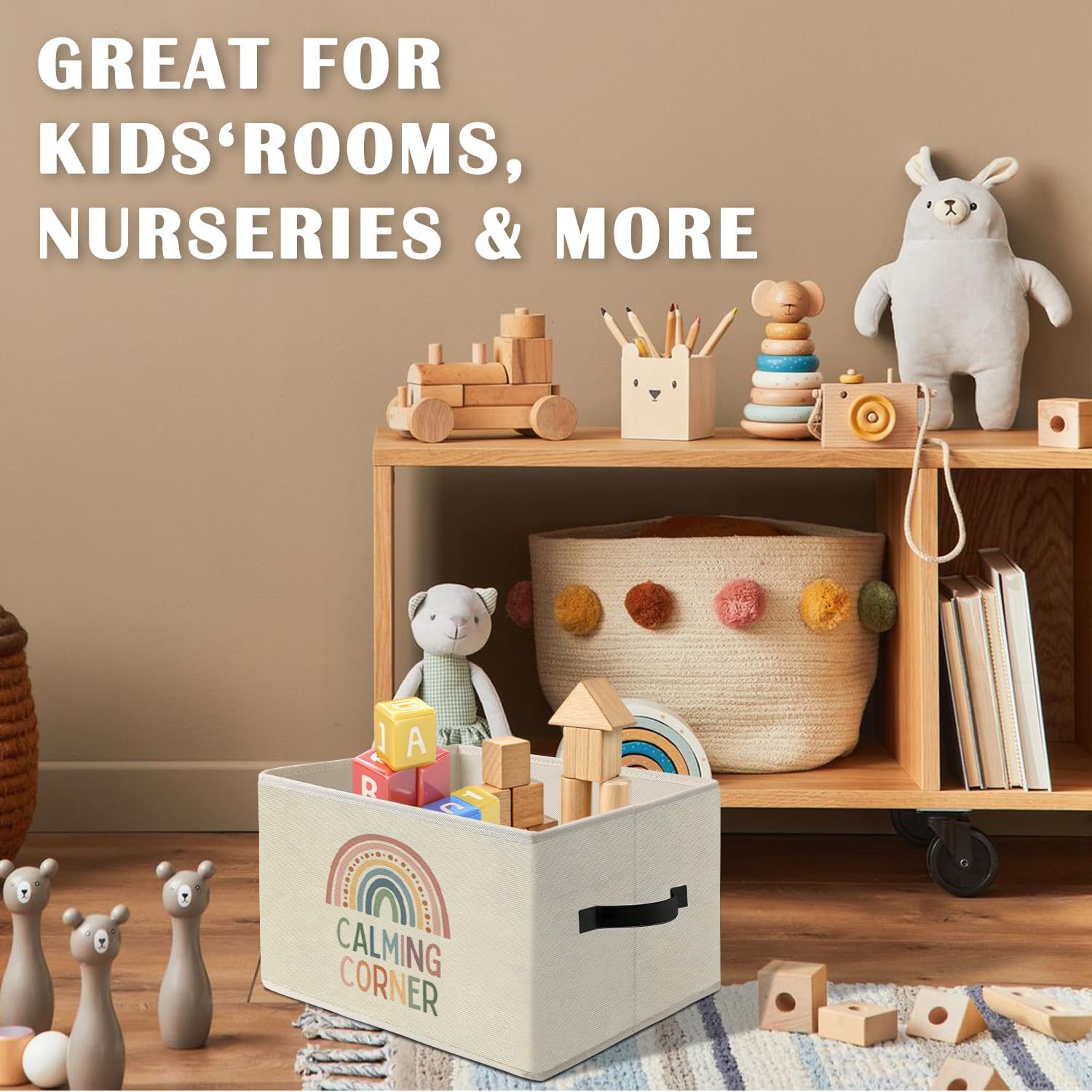Calming Corner Basket Storage Bins Box,Boho Classroom Decor,Calming Corner Mental Health Foldable Collapsible Storage Basket Organizer for Therapy School Counselor Office Classroom Bedroom