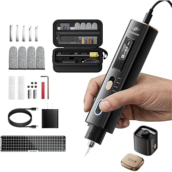 2-in-1 Ultrasonic Cutter 40,000Hz Handheld Multi-Function Cutter, 50 Replacement Blades, 1 Polishing Plate and 35W Adapter Included Weight 6.1 oz 173 g. Equipped with OLED display and LED lighting system, Japanese instruction manual included