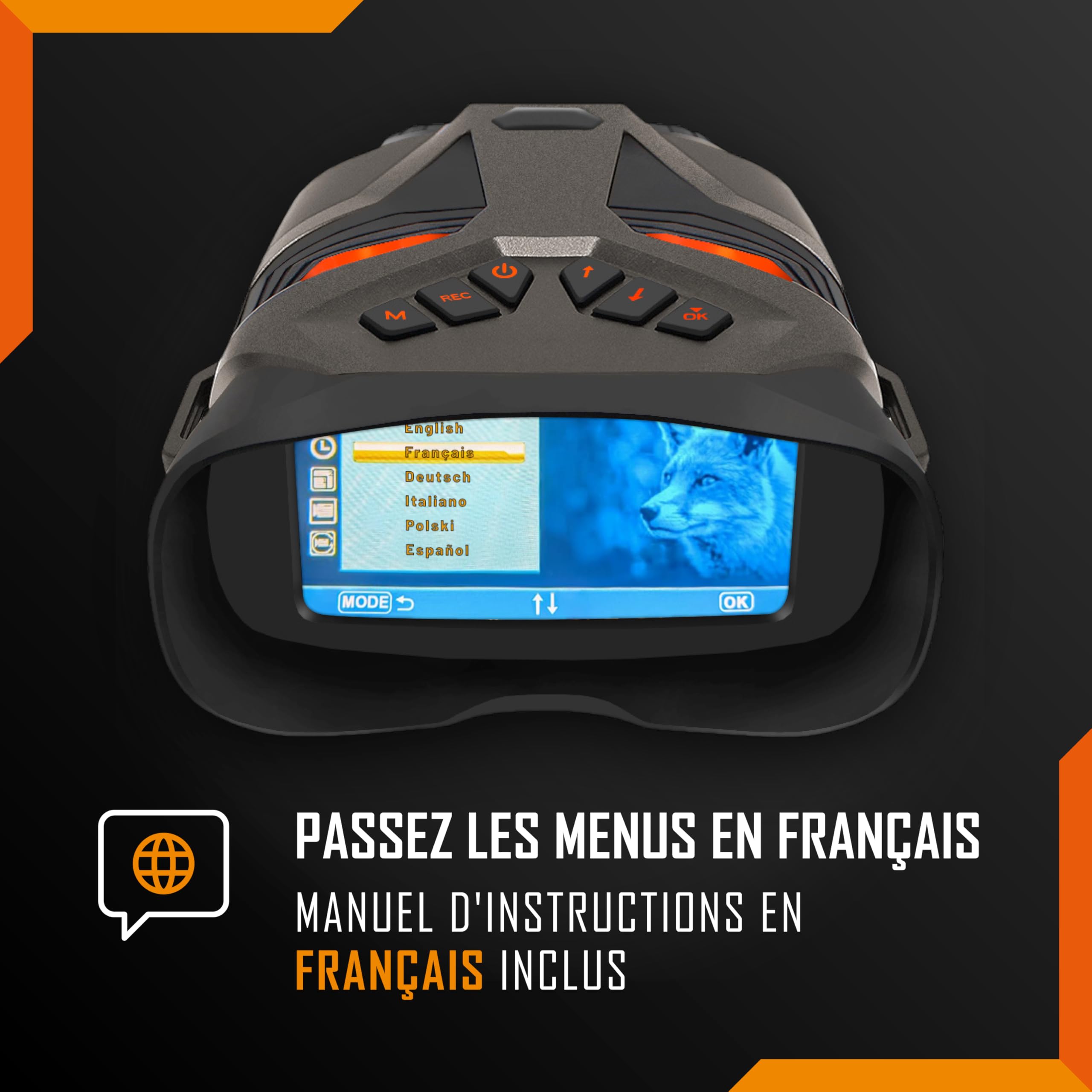 Jumelles de vision nocturne – Nightfox Ember Lunettes de vision nocturne infrarouge, facile à utiliser, grand écran, grossissement 4x, portée 250m, vidéo 4K, jumelles numériques pour le camping