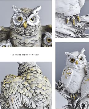 Owl Figurines,Cute Owl Statue,Small Decor Items,Sculpture Ornament for Home Office Tabletop.Gifts for Owl Lover. (Grey owl A)
