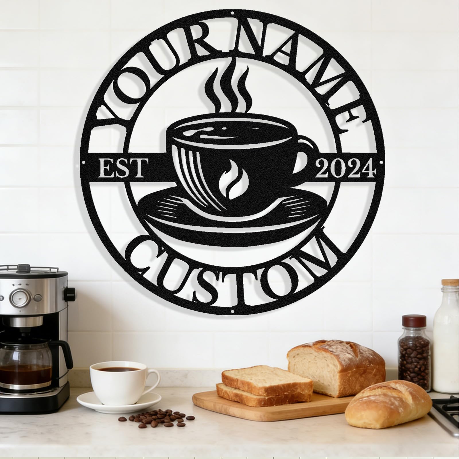 Personalized Coffee Metal Sign, Custom Coffee Bar Signs, Custom Name Signs for Cafe Station, Coffee Wall Art Decor for Kitchen, Cafe Shop Decor, Cafe Lover Gift