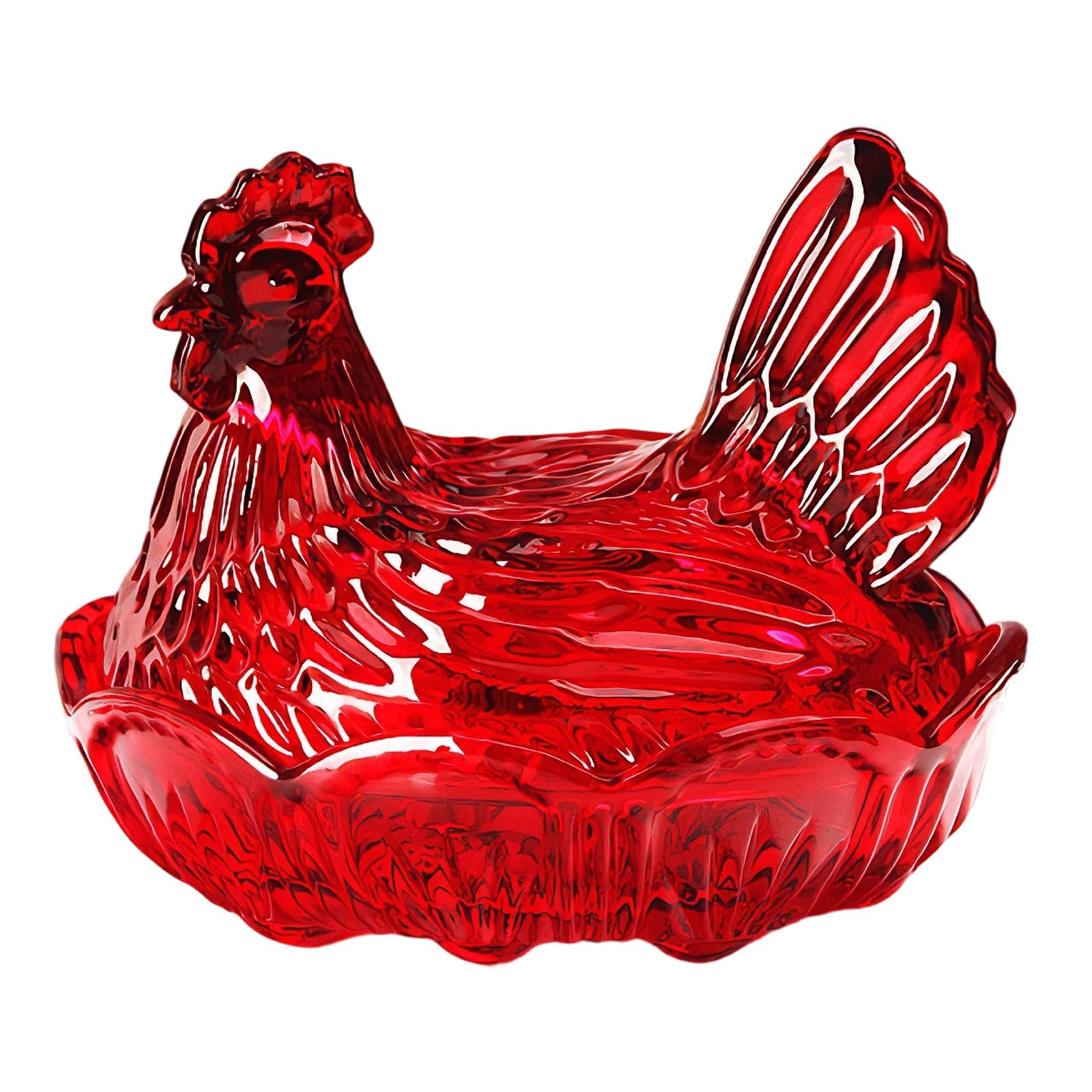 Msioytog Hen on Nest Glass Candys Jar with Lid Crystal Glasses Candys Dishes Decorative Candy Jars Snacks Bowl Table Decorations Covered Candy Bowl