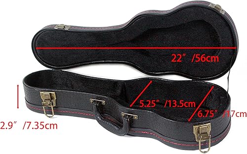 Miniatura 8 de Estuche rígido para ukelele, funda para ukelele de concierto, 23 pulgadas24 pulgadas, superficie de cuero con patrón de cocodrilo con funda de