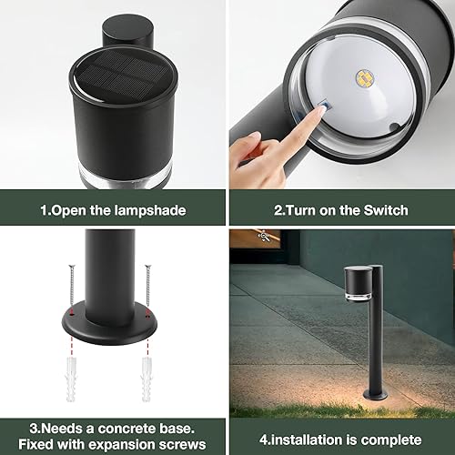 Miniatura 3 de Luces solares de camino de paisaje para exteriores, impermeables, luces solares de entrada de 24 pulgadas, lámpara de pie negra de bajo voltaje para