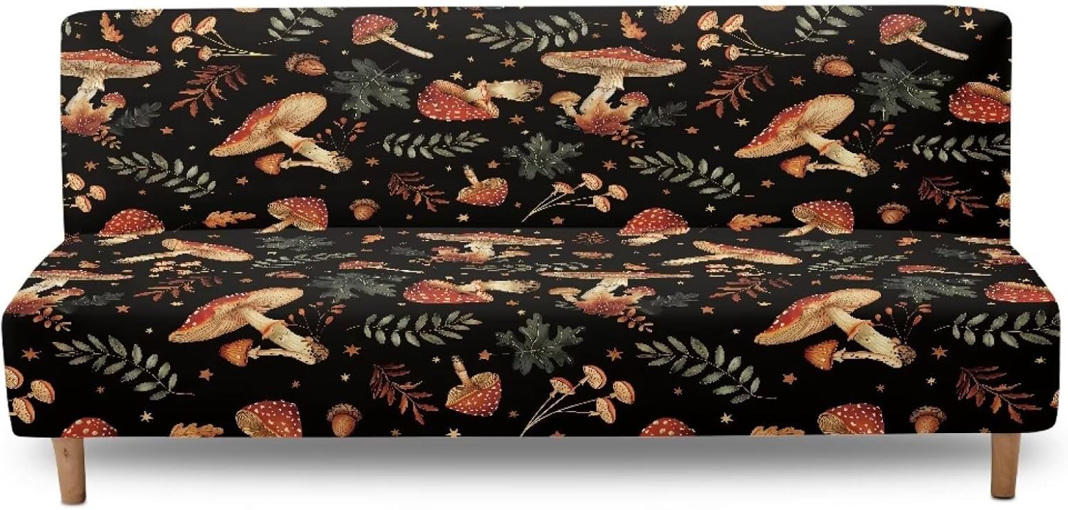 Suobstales Beach Starfish Seashell Conch Wood Print Sofa Cover Stretchable Camper Couch Covers for Sofa Bed, Soft Elastic Textured Full Size Futon Cover, Futon Sofa Bed Protector, RV Couch Cover