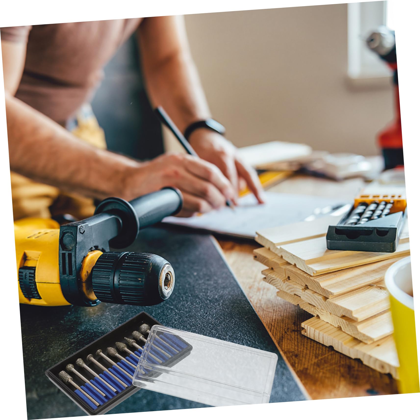 Veemoon 3mm Grinding Head Electric Handle Diamond Point Bits for Polishing Engraving and Fine Grinding Random Color