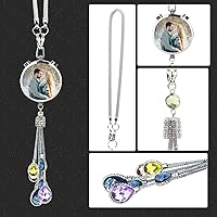 Vista 6 de Adornos colgantes de cristal para automóvil con fotos personalizadas, accesorios colgantes de espejo retrovisor para automóvil, adorno