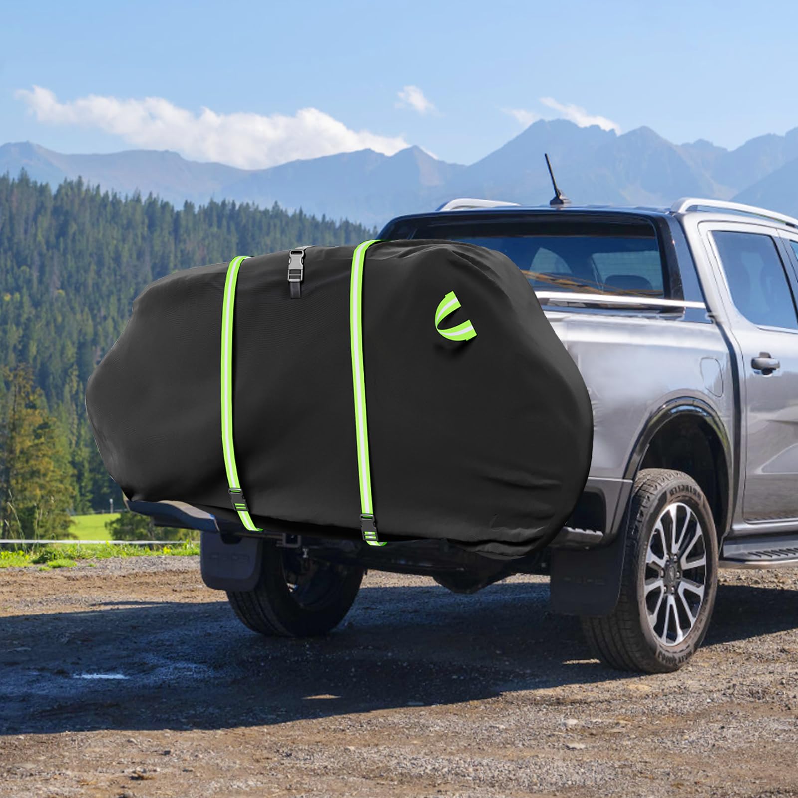 Funda para bicicleta para transporte de 2 bicicletas, 600D para 2 bicicletas en el portabicicletas trasero, impermeable y resistente al viento, para 2 bicicletas en enganche de viaje