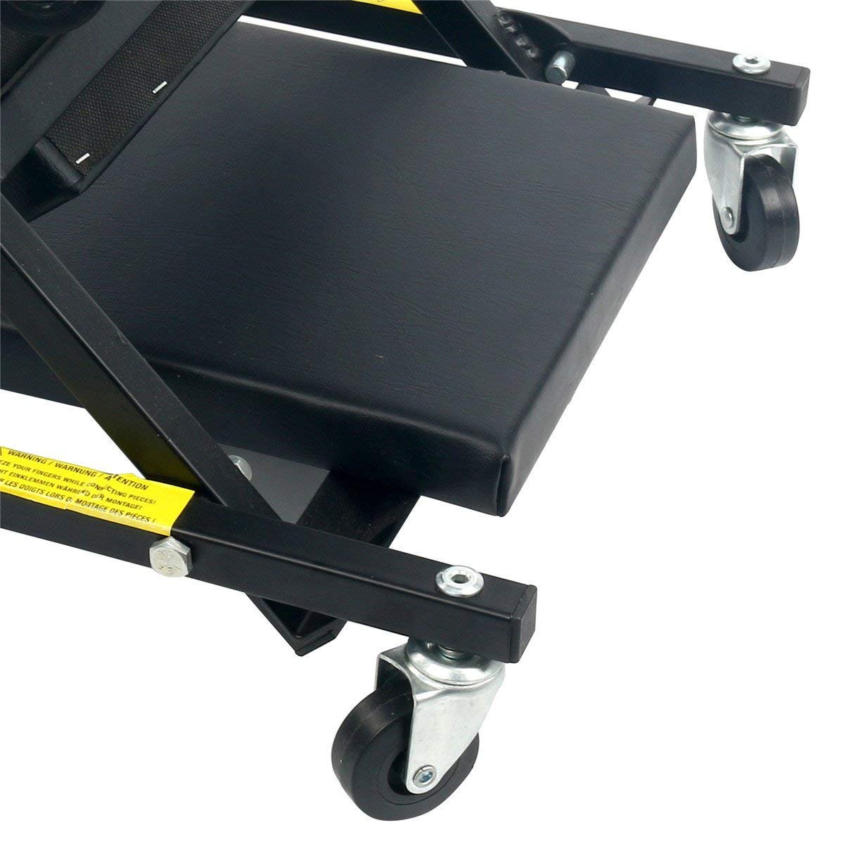 FreeTec Camilla Mecanico, Camilla Taller, Convertible en Asiento Taburete, con 6 Ruedas, 1m de Longitud, Carga Máxima de 150 kg, Negro
