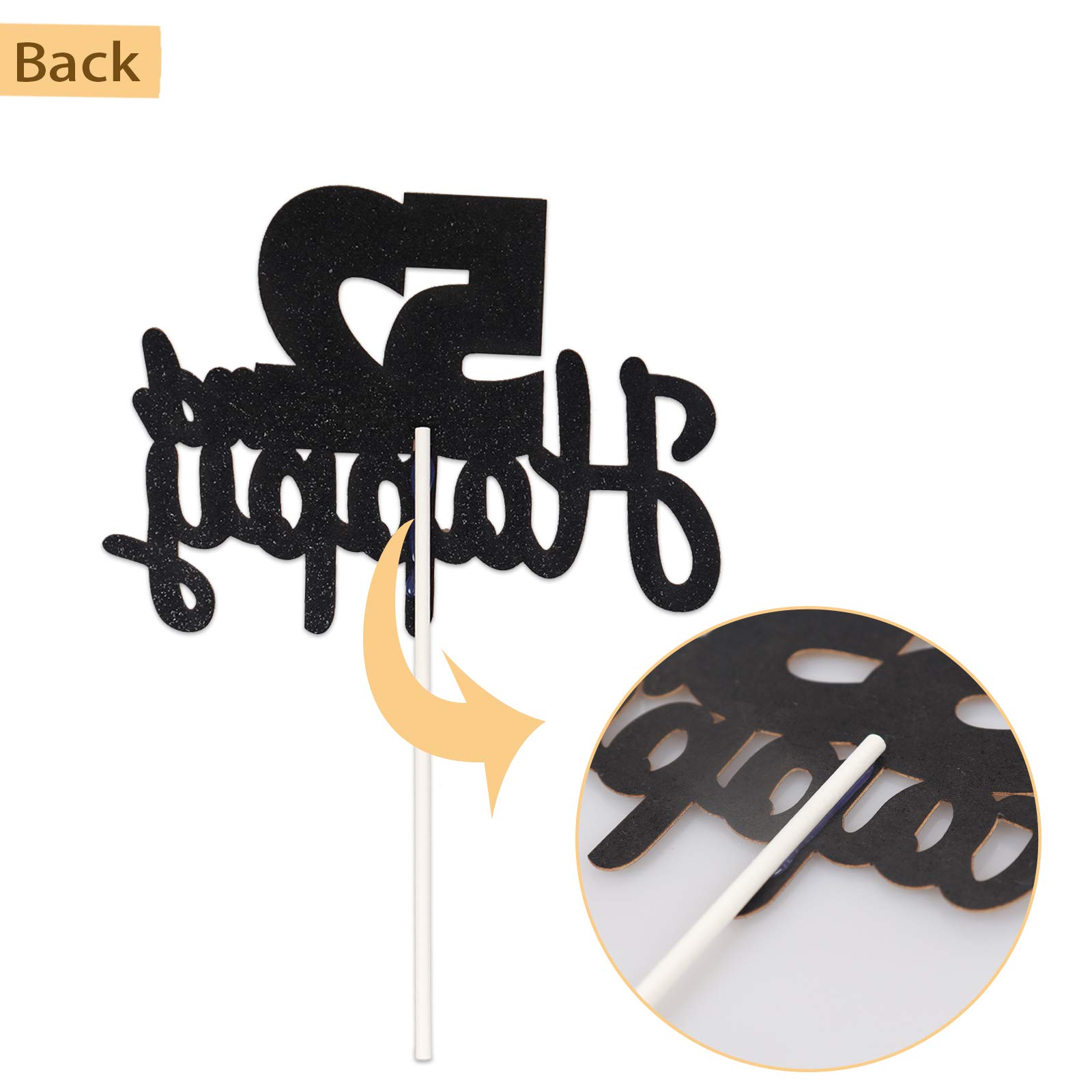 52nd Birthday Cake Topper - Black Glitter "52" Decoration For Men & Women's Birthday Party