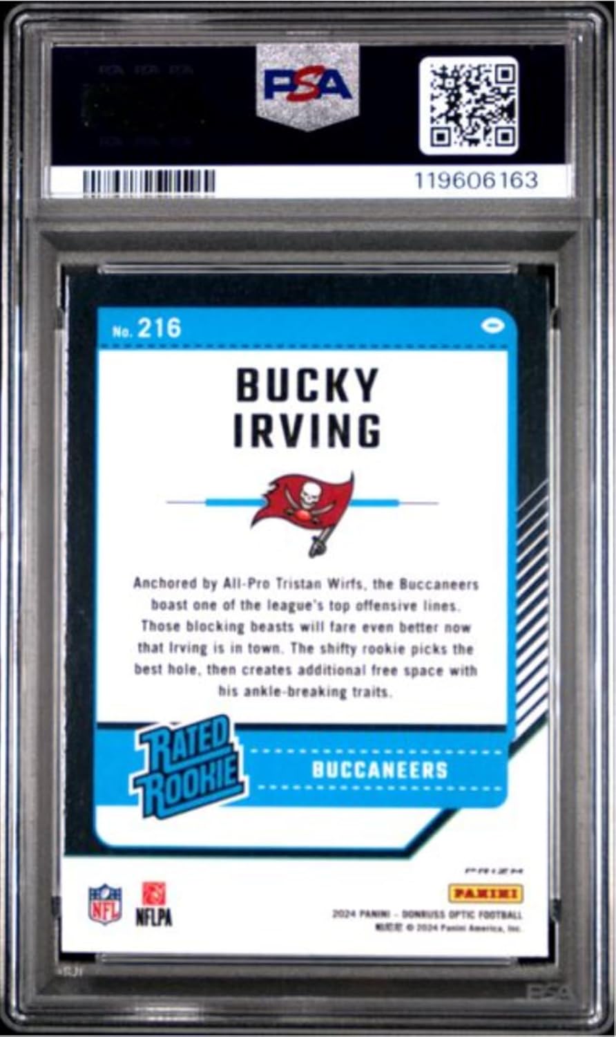 Graded 2024 Panini Donruss Optic Bucky Irving #216 Red Hyper Rookie RC Football Card PSA 10 Gem Mint