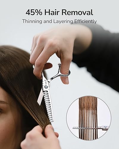 Miniatura 23 de Tijeras para adelgazar el cabello, tijeras de corte de dientes, peluquero profesional, peluquería ULG para peluquería texturizadora, borde