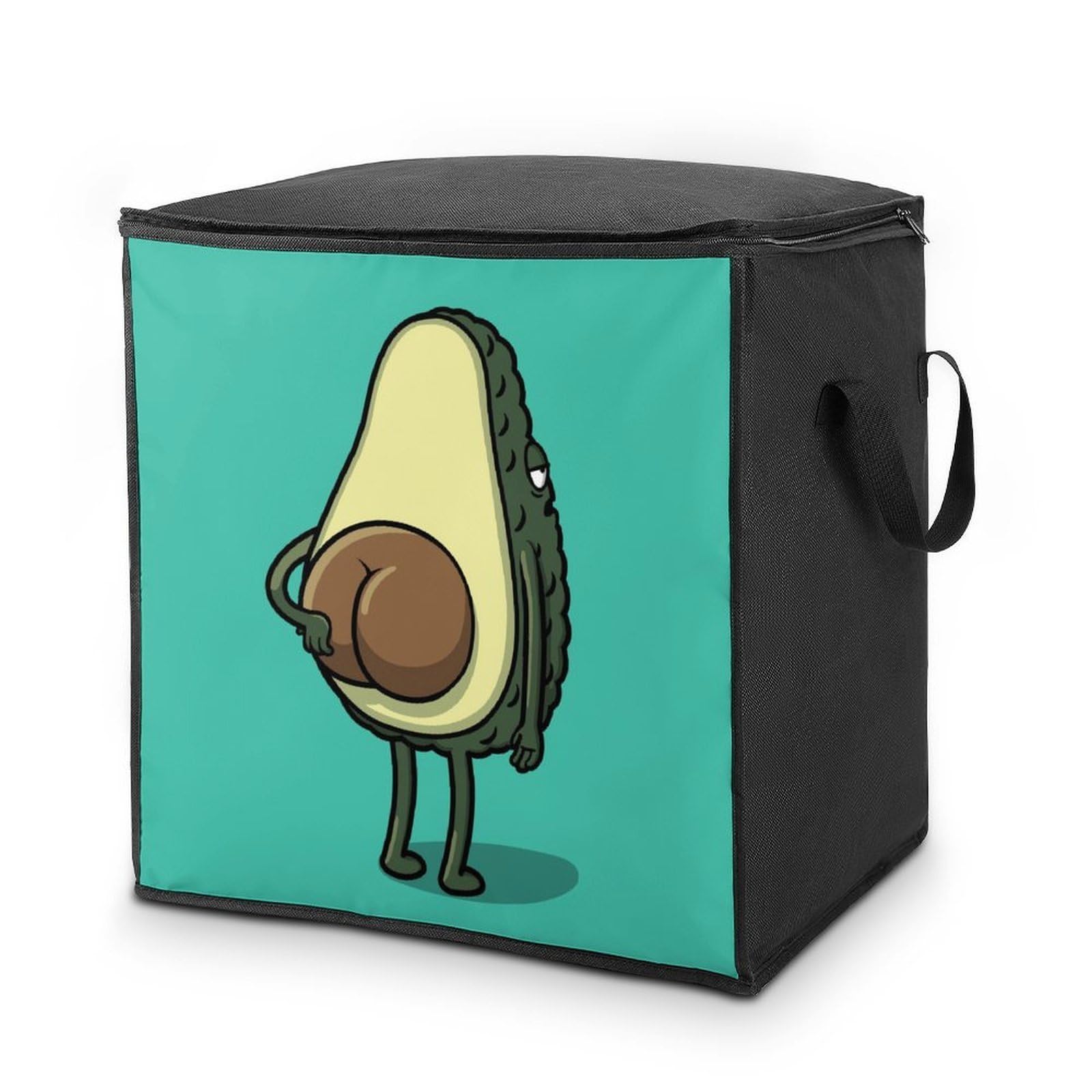 Lyfthologen 70L Storage Bags, Cute Avocado Anime Storage Box with Lid Zipper And Handles, Clothes Bags for Quilt, Blankets, Bedding