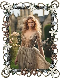 5x7 Vintage Flower Picture Frame Antique Metal Photo Frame Retro Home De...