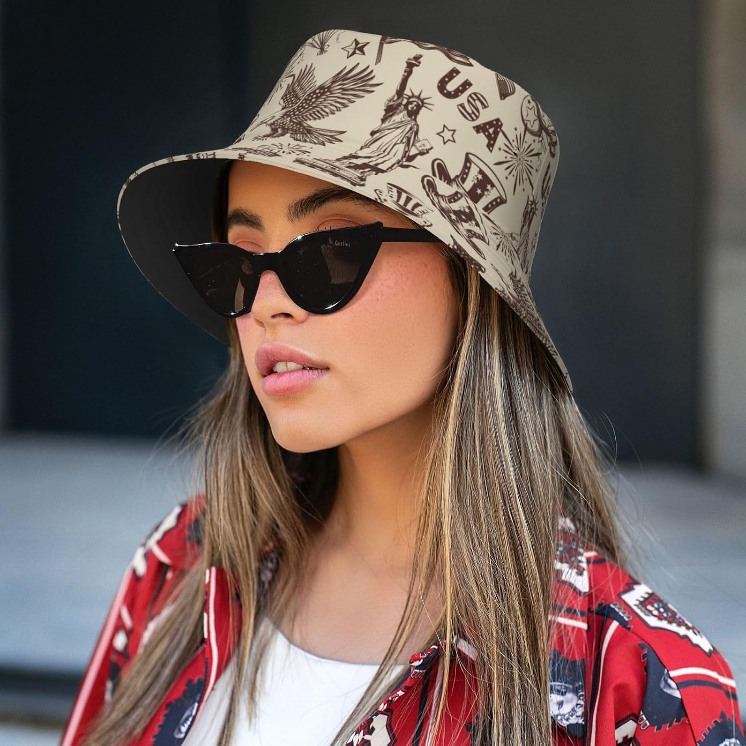 American Flag Bucket Hat for Women Men 4th of July Hat Fisherman Independence Days Hats Packable Sun Hats