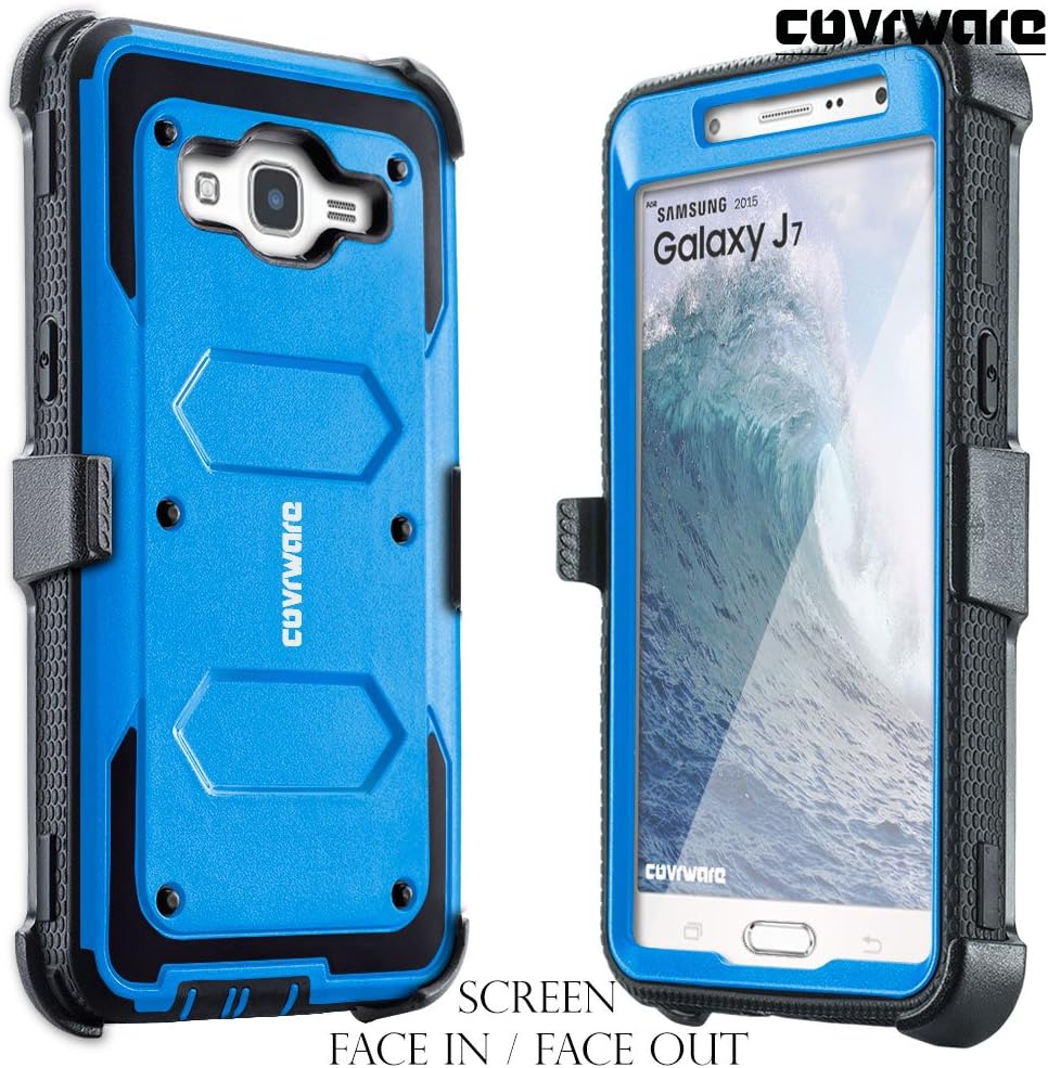 COVRWARE Galaxy J7 (2015)/ J700 [Aegis Series] Built-in [Screen Protector] Heavy Duty Full-Body Rugged Holster Armor Case[Belt Clip][Kickstand](T-Mobile/MetroPCS/Boost Mobile/Virgin), Blue