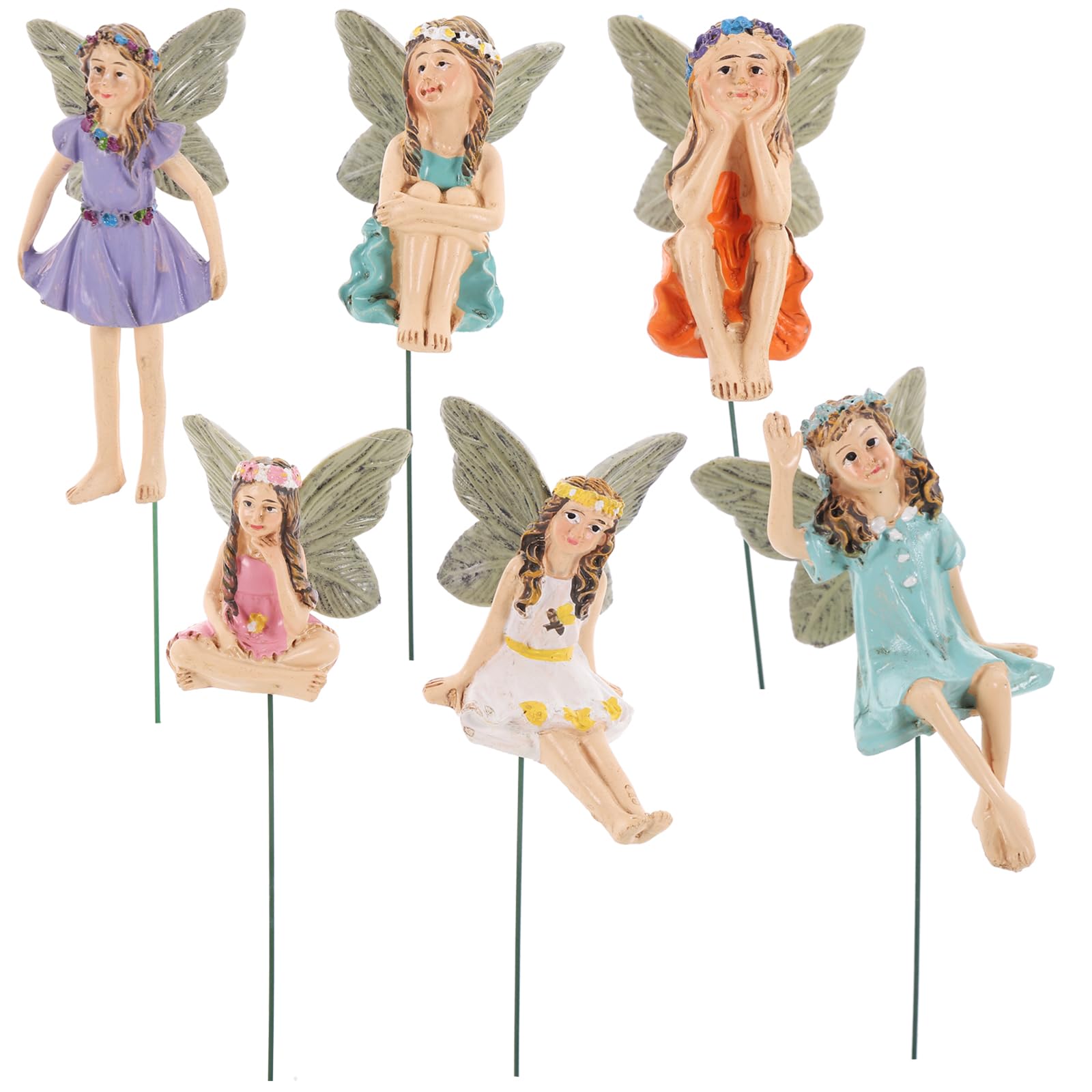 Mini-fées décoratives Toyvian en résine pour micro-paysage et pots de fleurs (lot de 6)