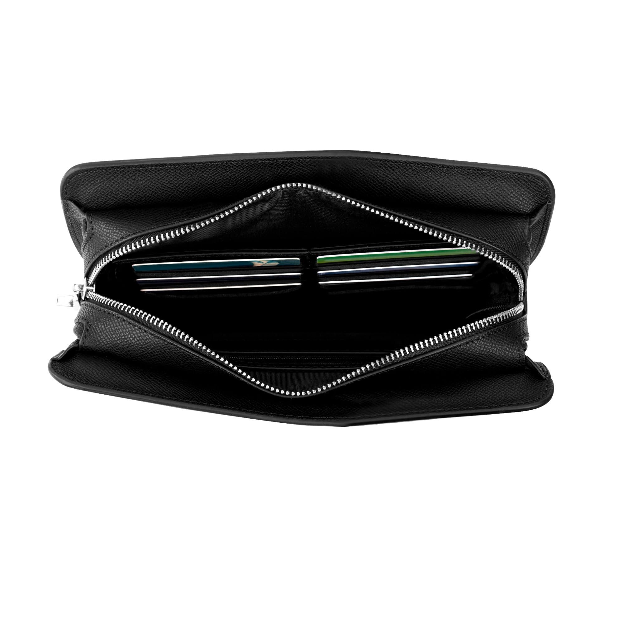 Bolso de mano para hombre con cerradura de huellas dactilares y rastreador inteligente compatible con Apple ¿Dónde está? APP, funda de muñeca de seguridad de piel para hombre, embrague con