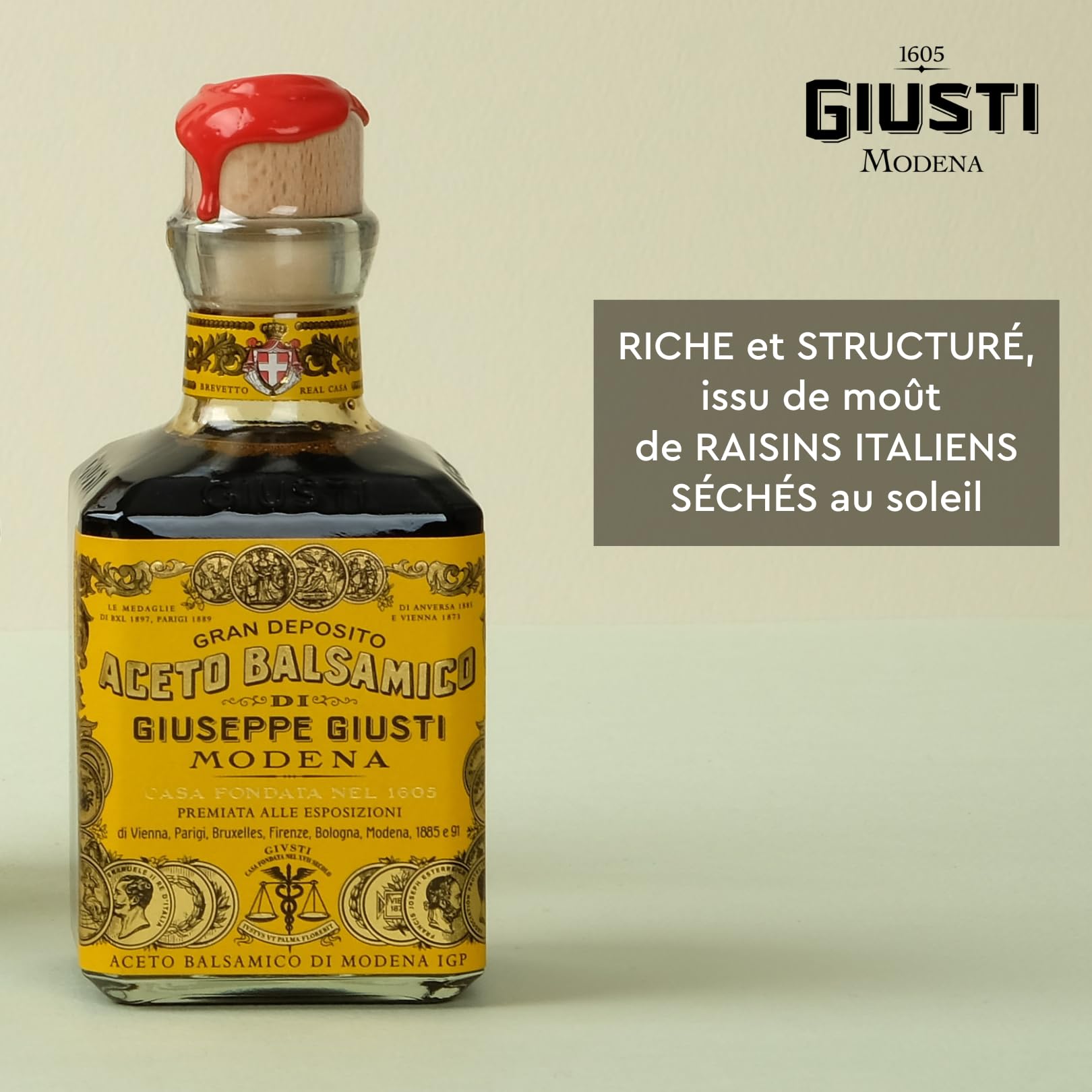 Giusti - Vinaigre Balsamique de Modène IGP 4 Médailles d'Or - 250ml Cubica