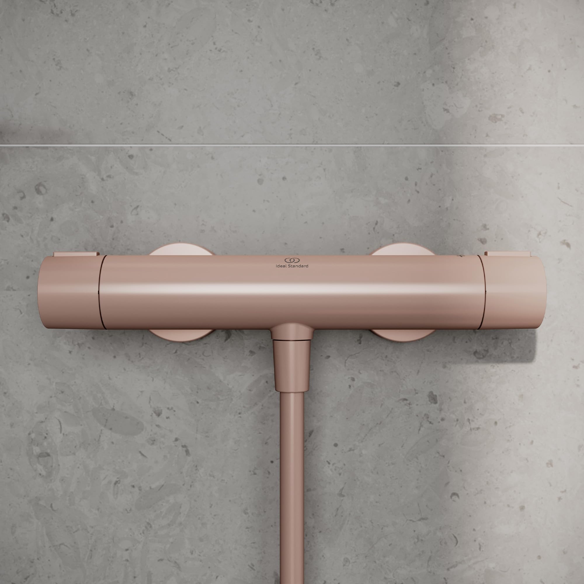 Ideal Standard Ceratherm Alu+ Monomando ducha exterior, Fabricado con un 100% de aluminio reciclado, ahorra agua y energía, función de termostato y protección contra quemaduras – Rosa (292x105x72 mm)
