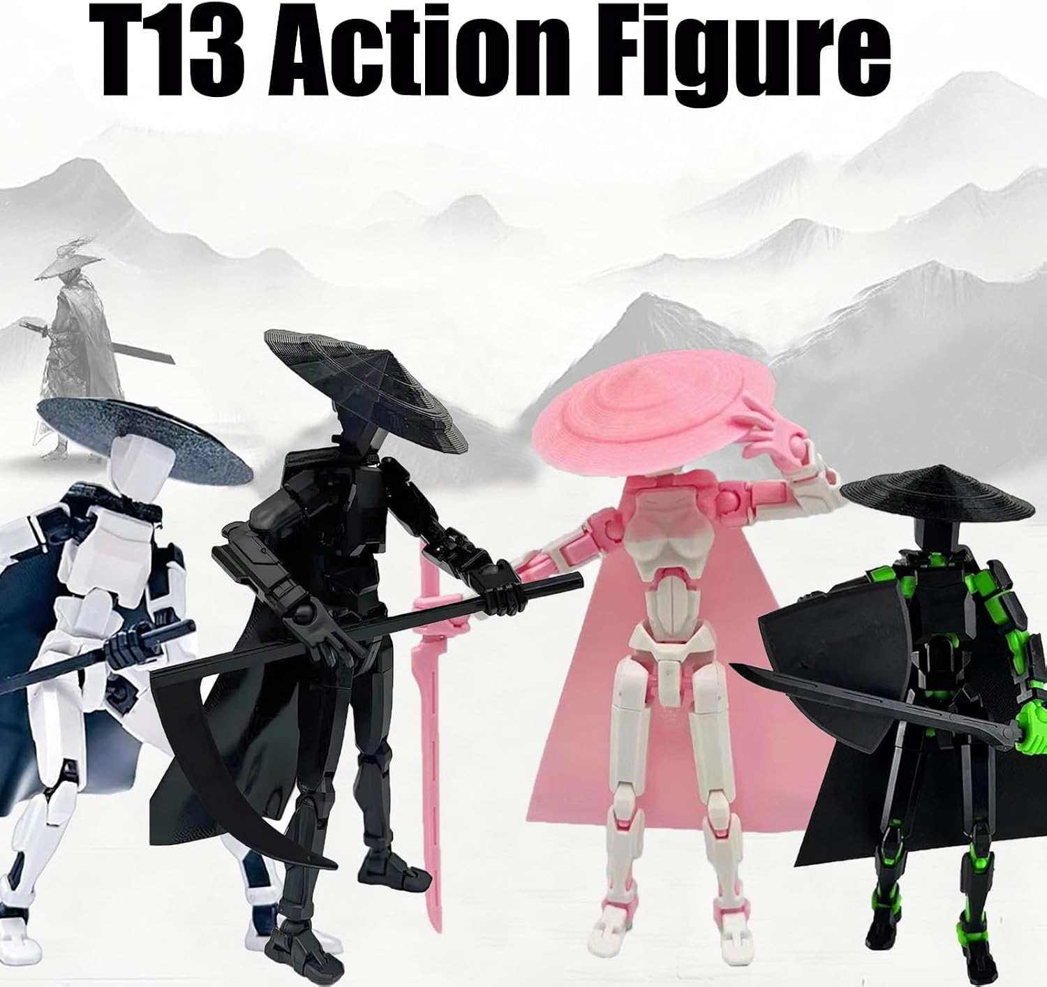 (Assembly Completed) Action Figure Set, 3D Printed Multi-Jointed, Action Figures, Multi-Articular Lucky Mobile Robot Nova,Novel Toy Gift for Kids or Friends! (Black and White) image 2