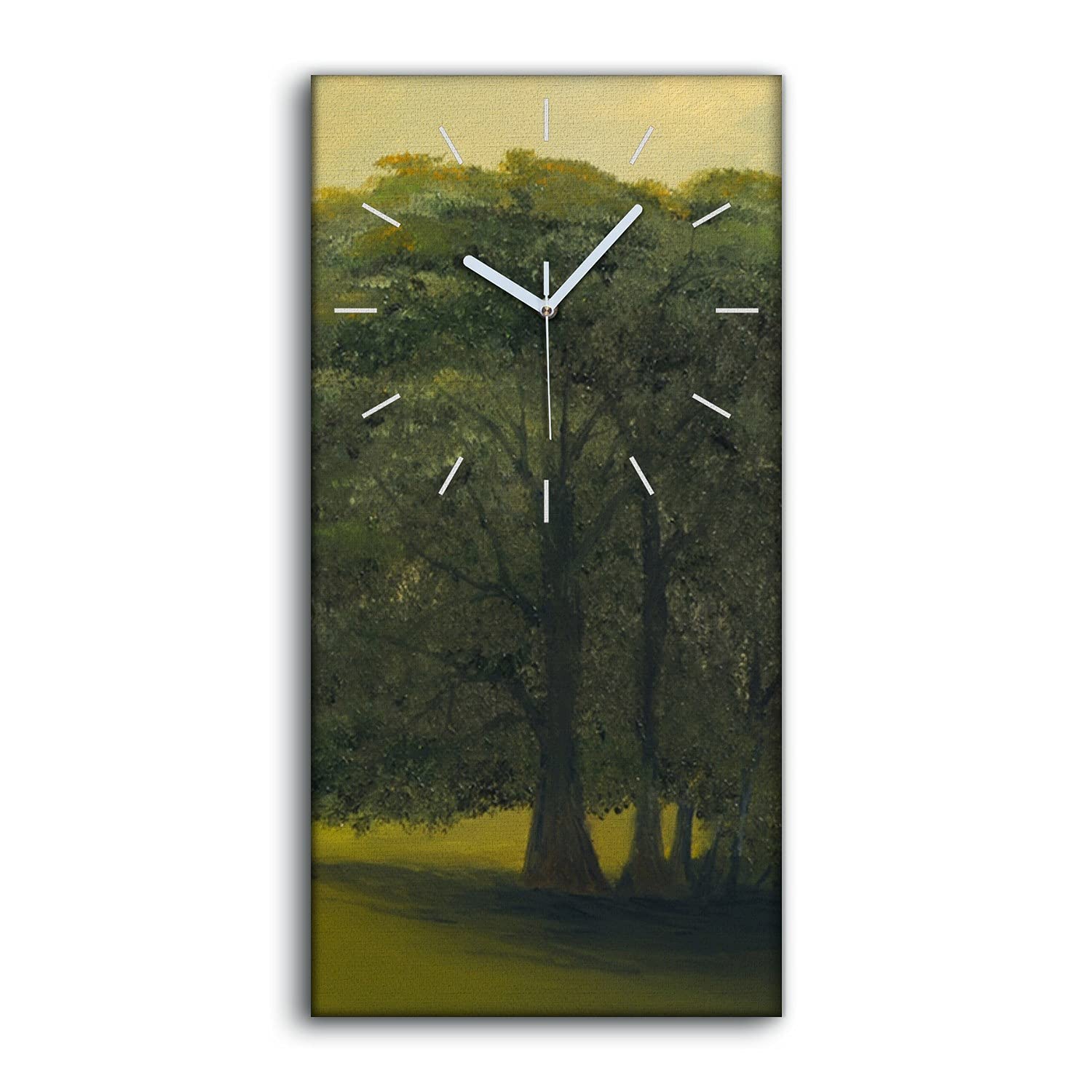 Horloge sur Toile Arbres Sky Field Peinture Décoration 30x60cm