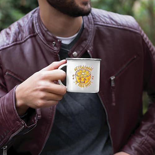 Miniatura 5 de French Quote Attention Je Suis Acide Lemon Sour Gift 12oz Enamel Silver Mug