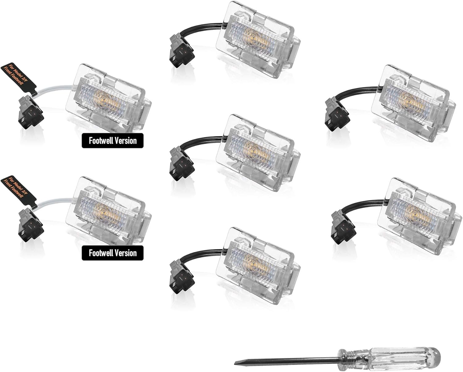 Full 7 Pieces Upgrade LED Kit for Tesla Model Y with Ultra-Bright Replacement Light Bulbs – LEDs fit Trunk, Frunk, Door Puddle, Foot-Well, etc