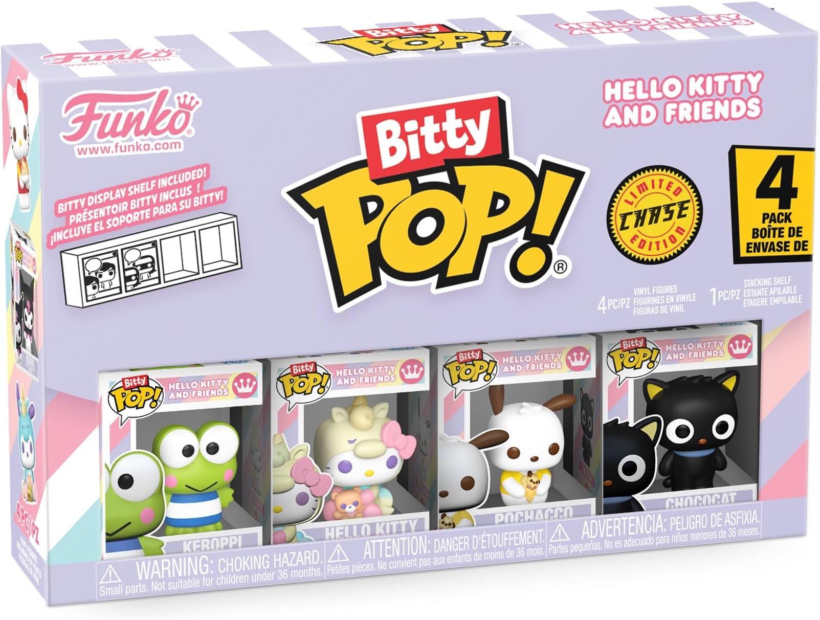 Bitty POP! 4 Pack: Sanrio - Keroppi - Hello Kitty - Pochacco - Mystery Mini Figure - Styles may vary And A Surprise Mystery Mini Figure - 0.9 inch (2.2 cm) Collectable - Gift Idea - Cake Topper