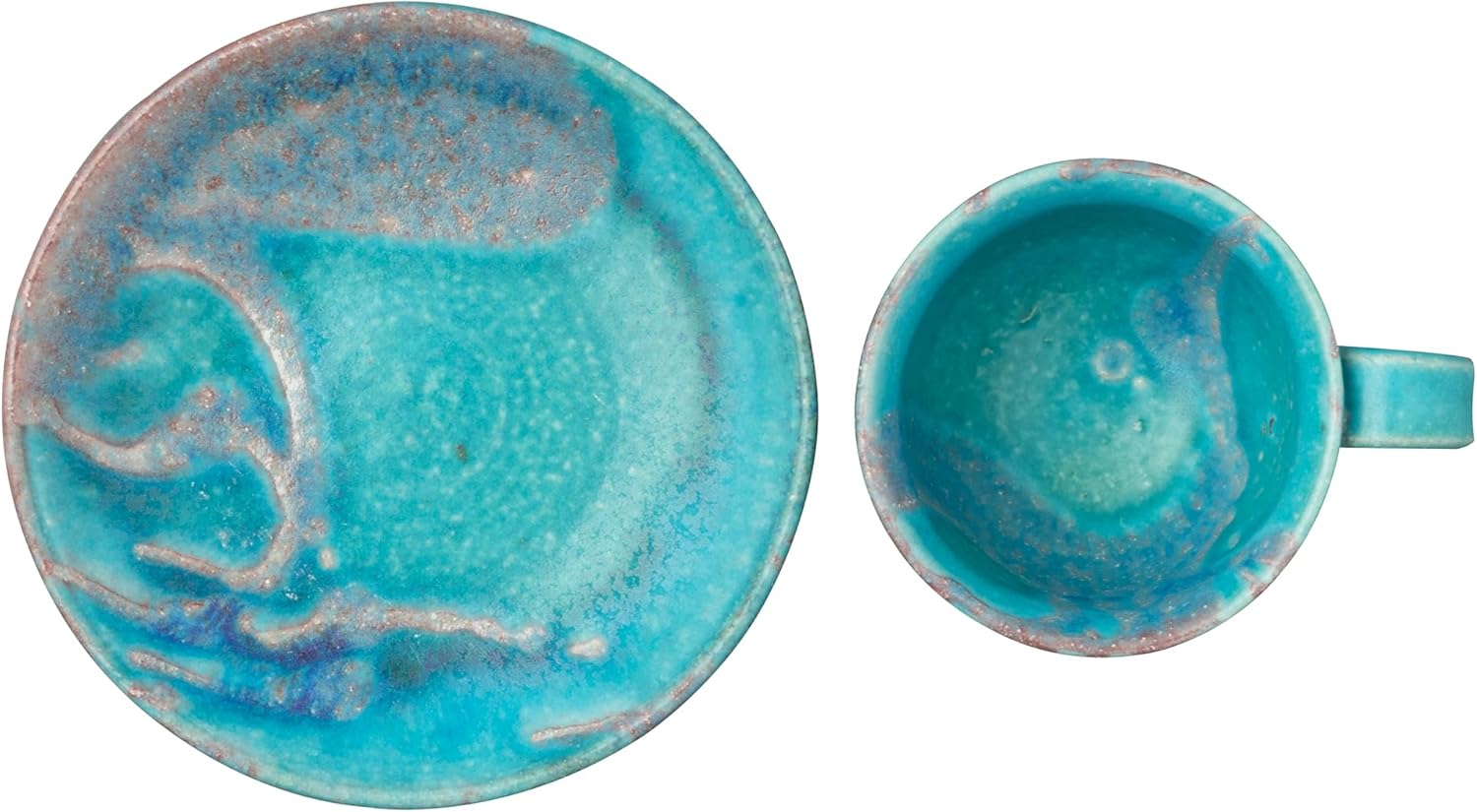 丸伊製陶 Marui Seikyo Shigaraki Ware MR-3-4397 Hechimon Cup & Saucer, Capacity Approx. 7.4 fl oz (210 ml), Dewgrass Blue