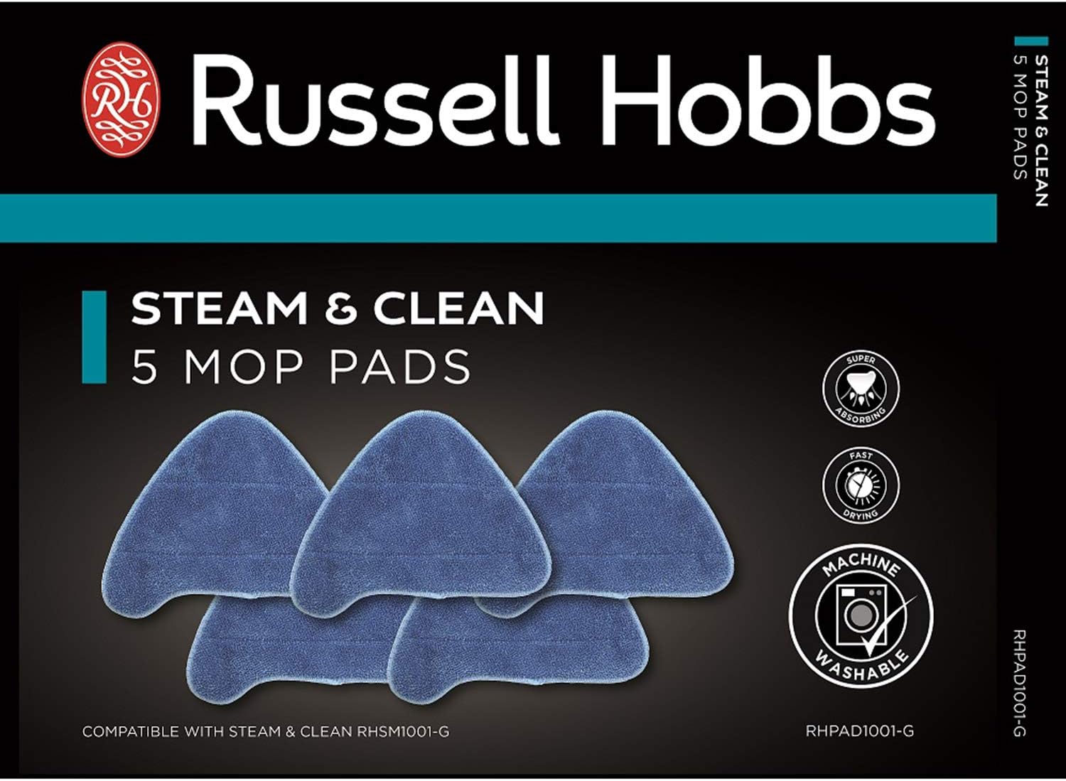 Russell Hobbs Replacement Steam Mop Pads for RHSM1001-G Steam & Clean Mop, Pack of 5, RHPAD1001-G