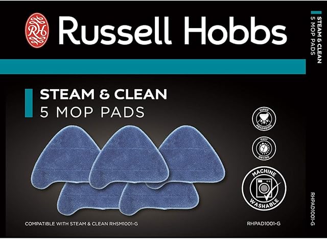 Russell Hobbs Replacement Steam Mop Pads for RHSM1001-G Steam & Clean Mop, Pack of 5, RHPAD1001-G