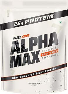 FUELONE Alpha Max Protein Powder (Chocolate, 1kg / 2.2lbs) | 26g Protein Per Scoop Price In India