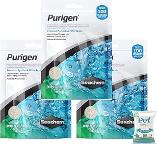 Pet Faves Seachem Purigen Organic Ultimate Filtration Resin 100ml (3 Pack) - Aquarium Fish Tank Filter Media for Freshwater & Saltwater with 10ct pet wipes