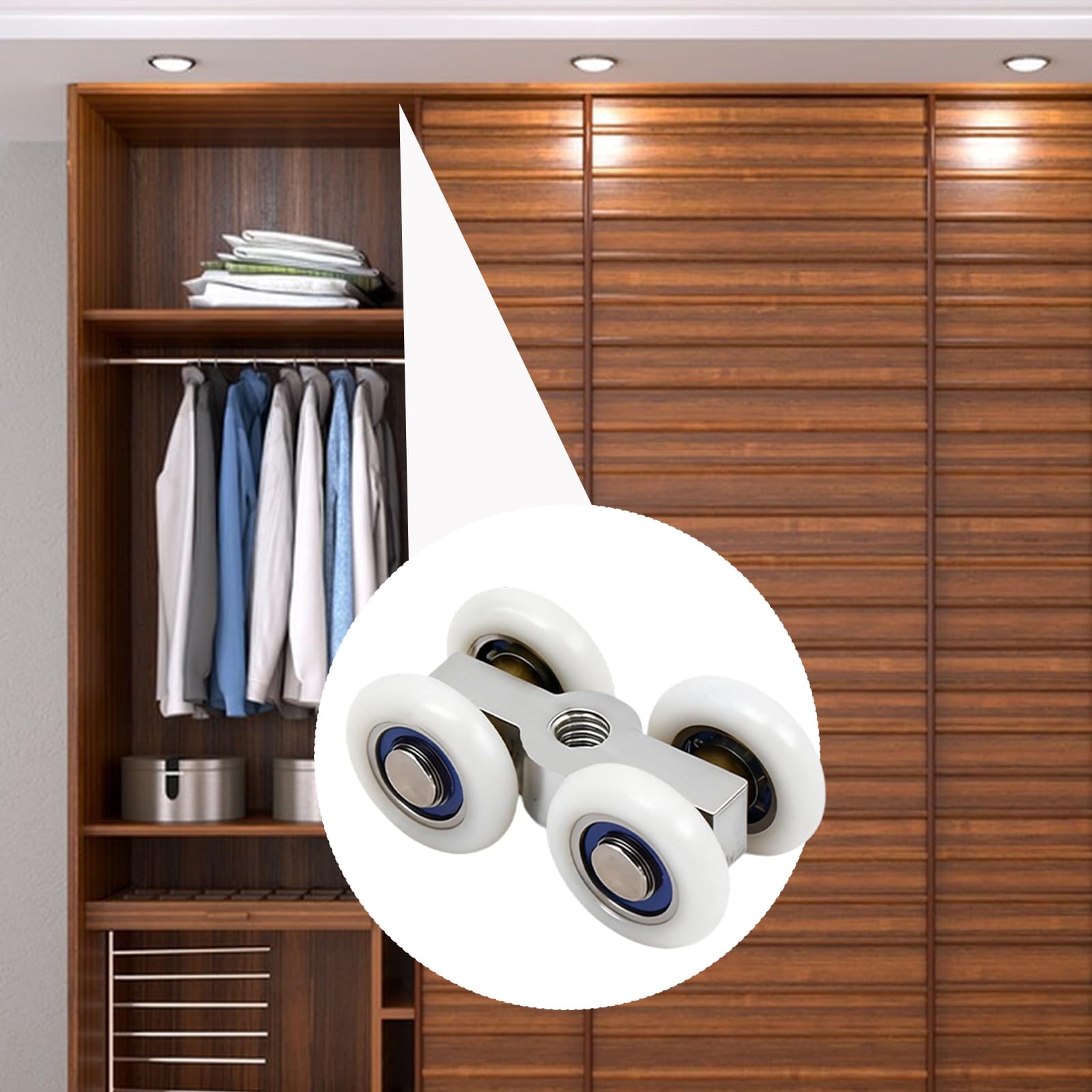 8 ruedas para puertas correderas, 44 x 22 mm, ruedas para puertas correderas, ruedas para puertas correderas con 4 ruedas, para balcón, cocina, baño
