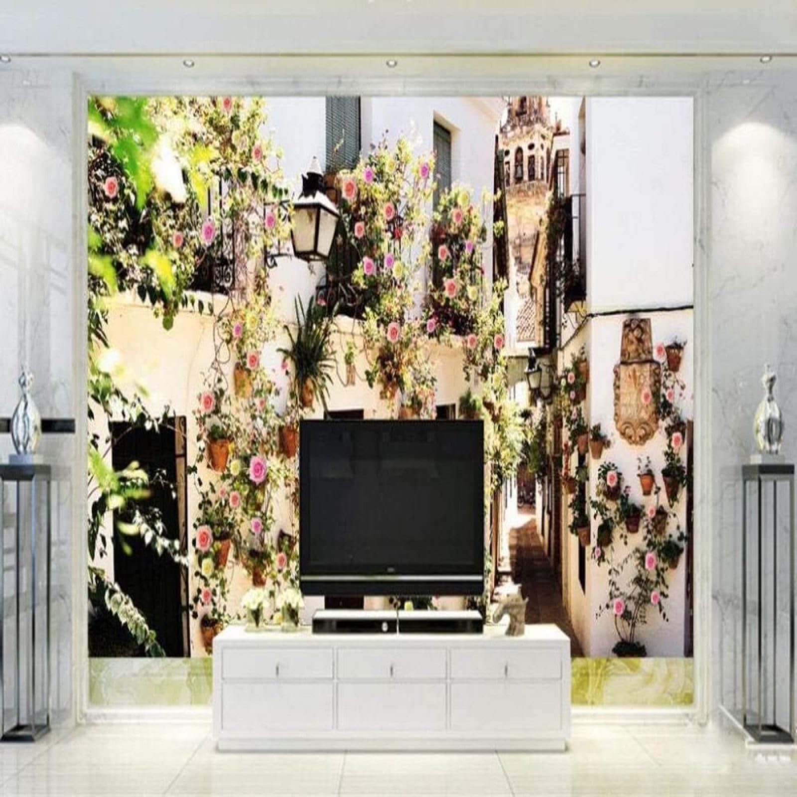 Papel pintado 3D texturizado para transformar la pared del fondo de TV en el salón