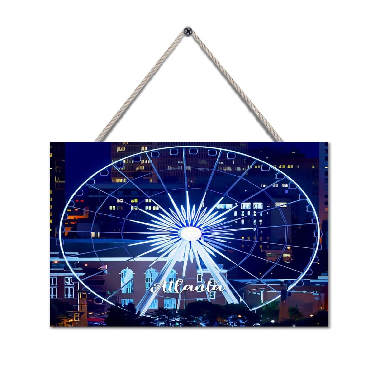 Georgia State Atlanta Wooden Sign Plaque Home Decor Atlanta City View Wood Plaque Wooden Decor Signs for Home Office School Front Door Decor Birthday Gift 8