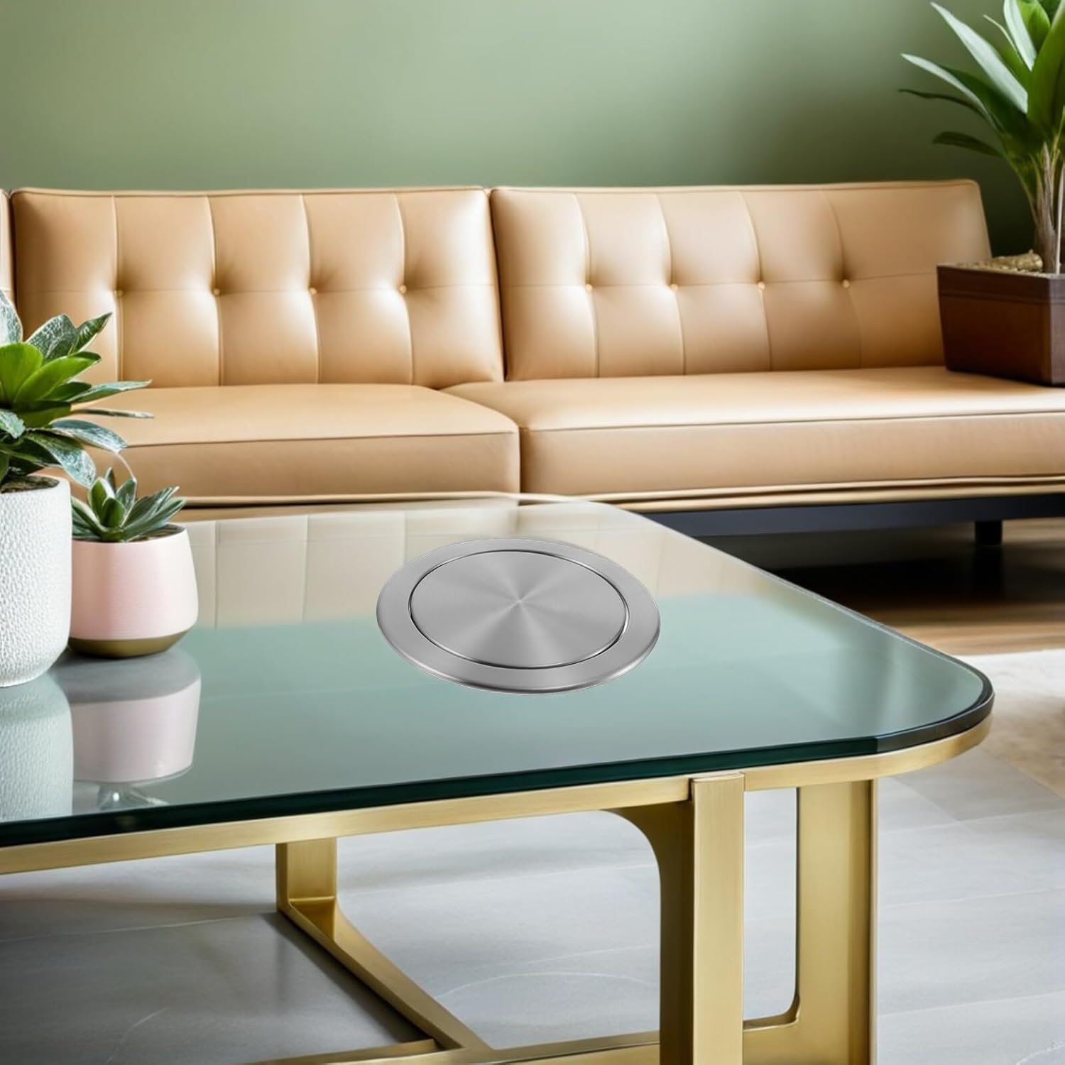 Built-in Kitchen Trash Can Lid 22-25cm Diameter Stainless Steel Embedded Countertop Garbage Bin Cover Swing Top Lid for Indoor Cabinet Trash Bins